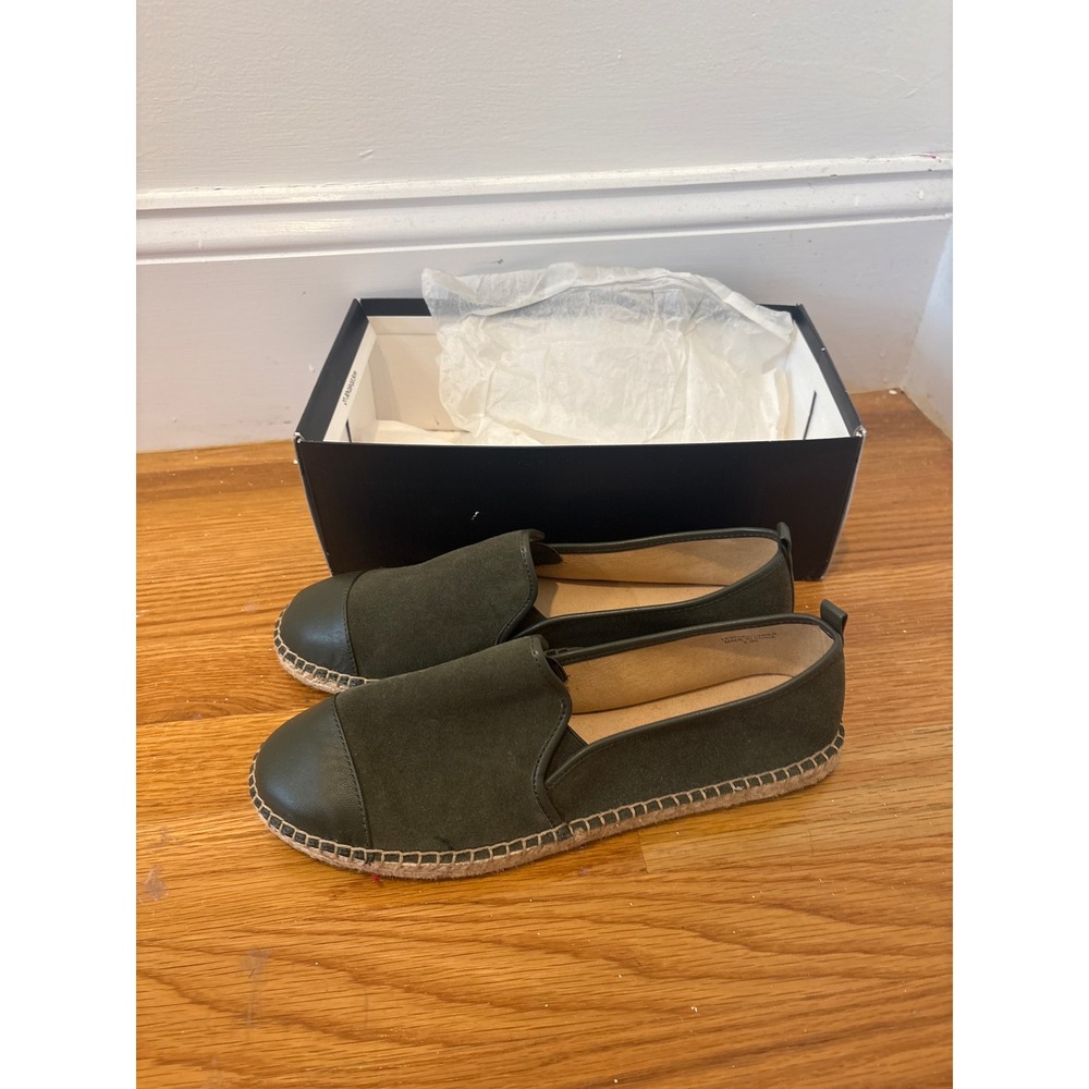 NEW Talbots Rosemary Izzy Toe Cap Olive Green Suede Espadrille Size 9.5